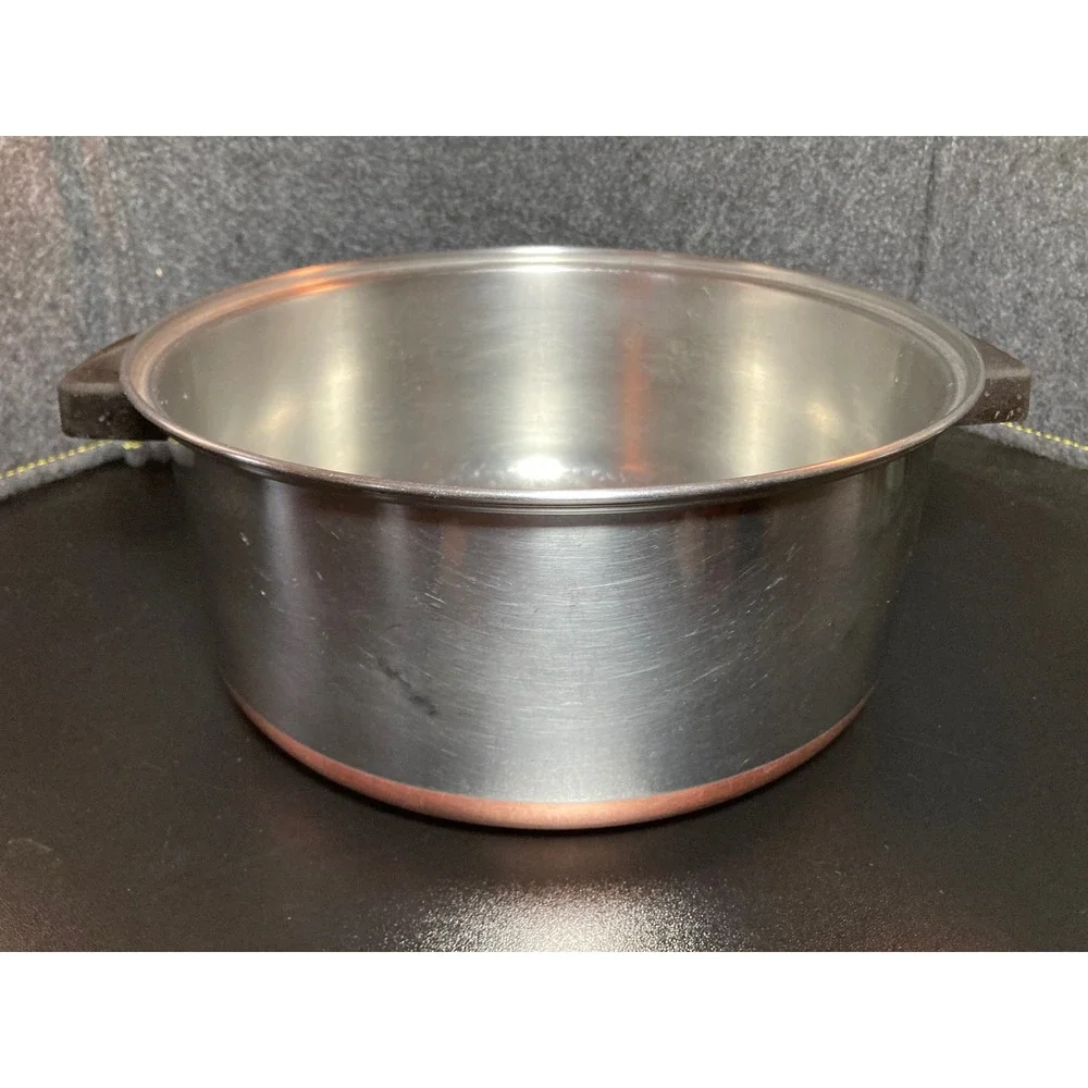 Vintage Ekcoware Stainless Steel Stockpot Thick Copper Bottom Made in USA 4.5 QT